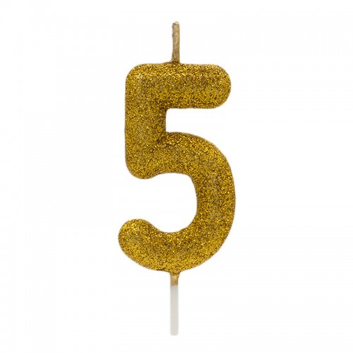 Vela Número 5 Dourado Glitter